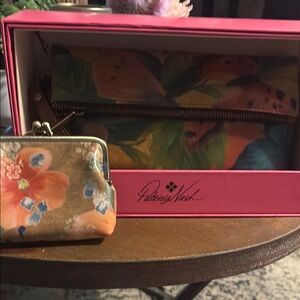 Patricia Nash Floral Wallet Set in Brown and Pink